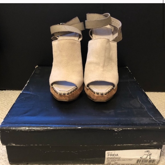 FRIDA Herve Leger Cream Suede Heels - Picture 2 of 6